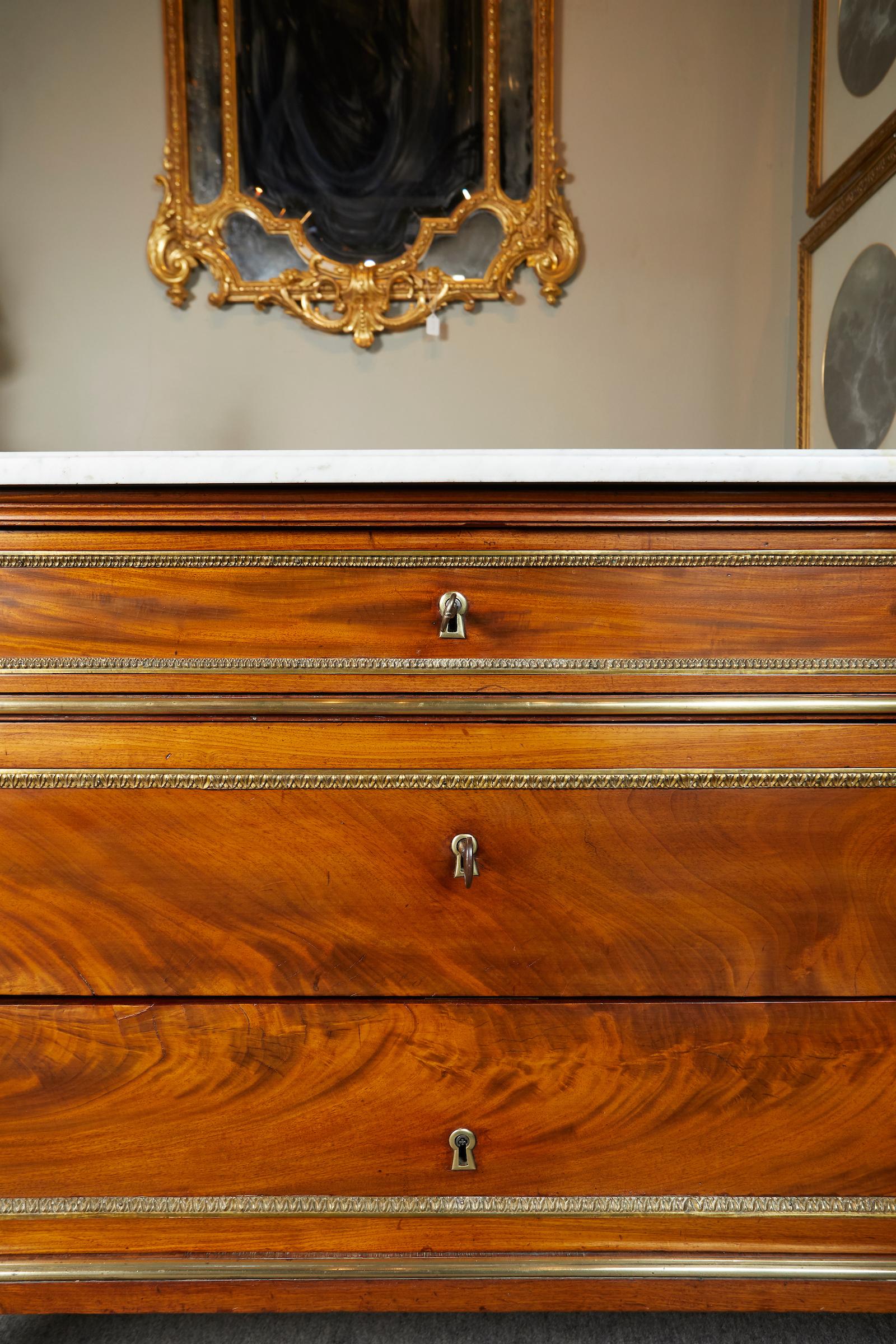 Elegant Louis XVI Period Mahogany Marble-Top Commode 1