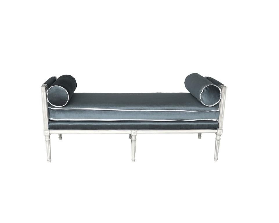 Elegant Louis XVI Style Carved & Painted Wood Bench For Sale 8