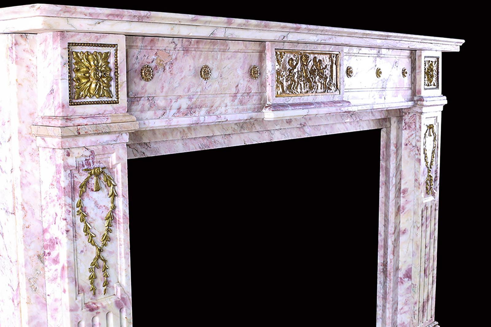 Hand-Carved Elegant Louis Xvi Style Fireplace Surround, French, Mid 19th Century For Sale