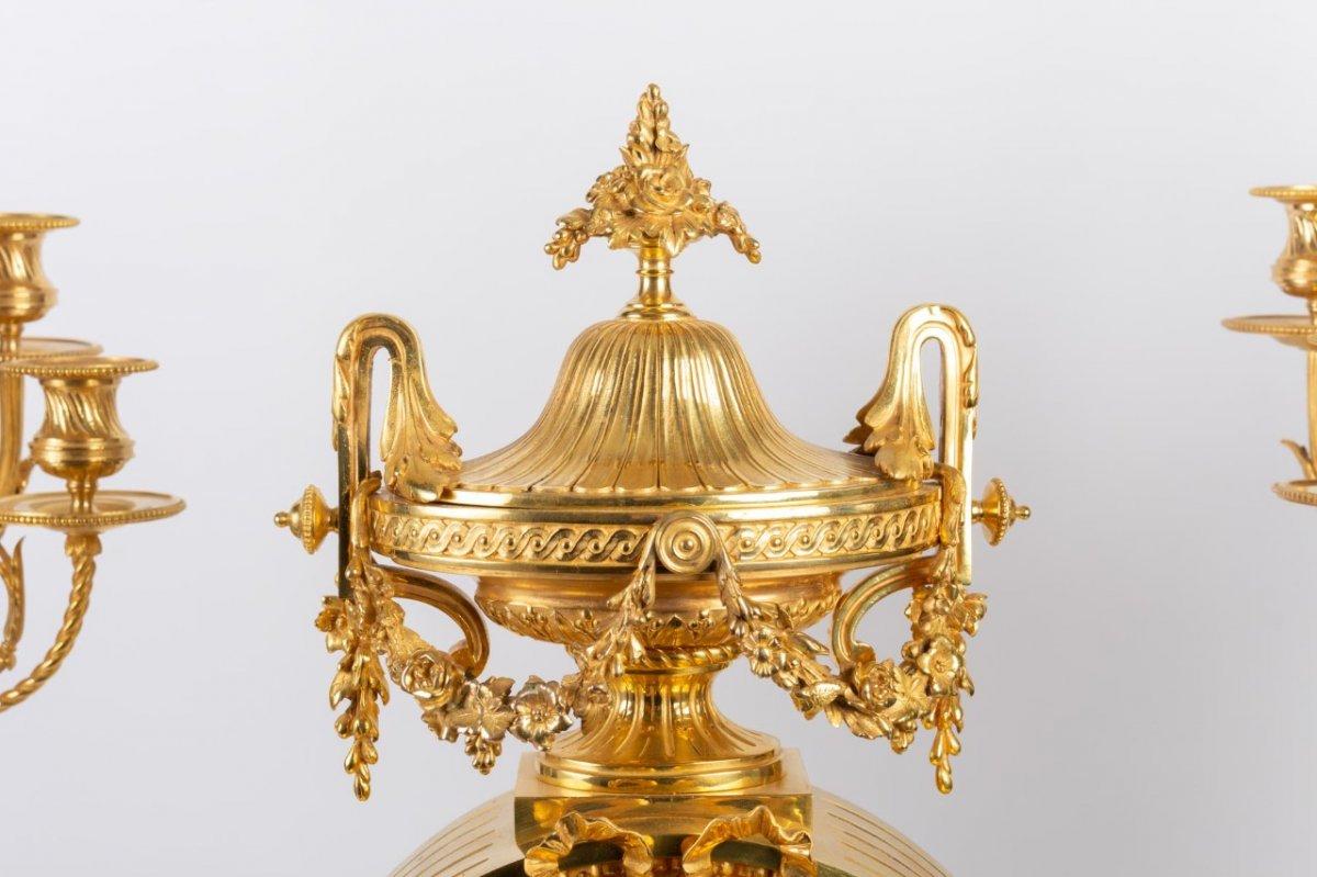 Elegant Louis XVI Style Gilt Bronze Fireplace Trim 4