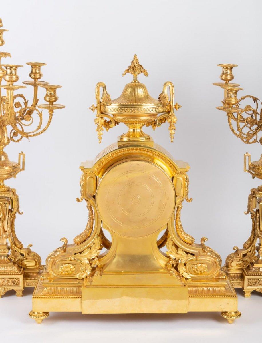 European Elegant Louis XVI Style Gilt Bronze Fireplace Trim