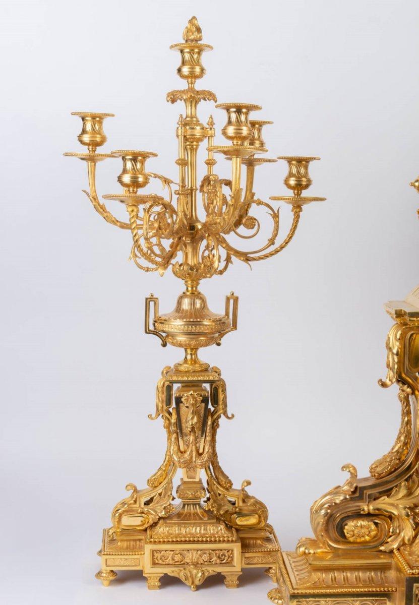 Elegant Louis XVI Style Gilt Bronze Fireplace Trim 1
