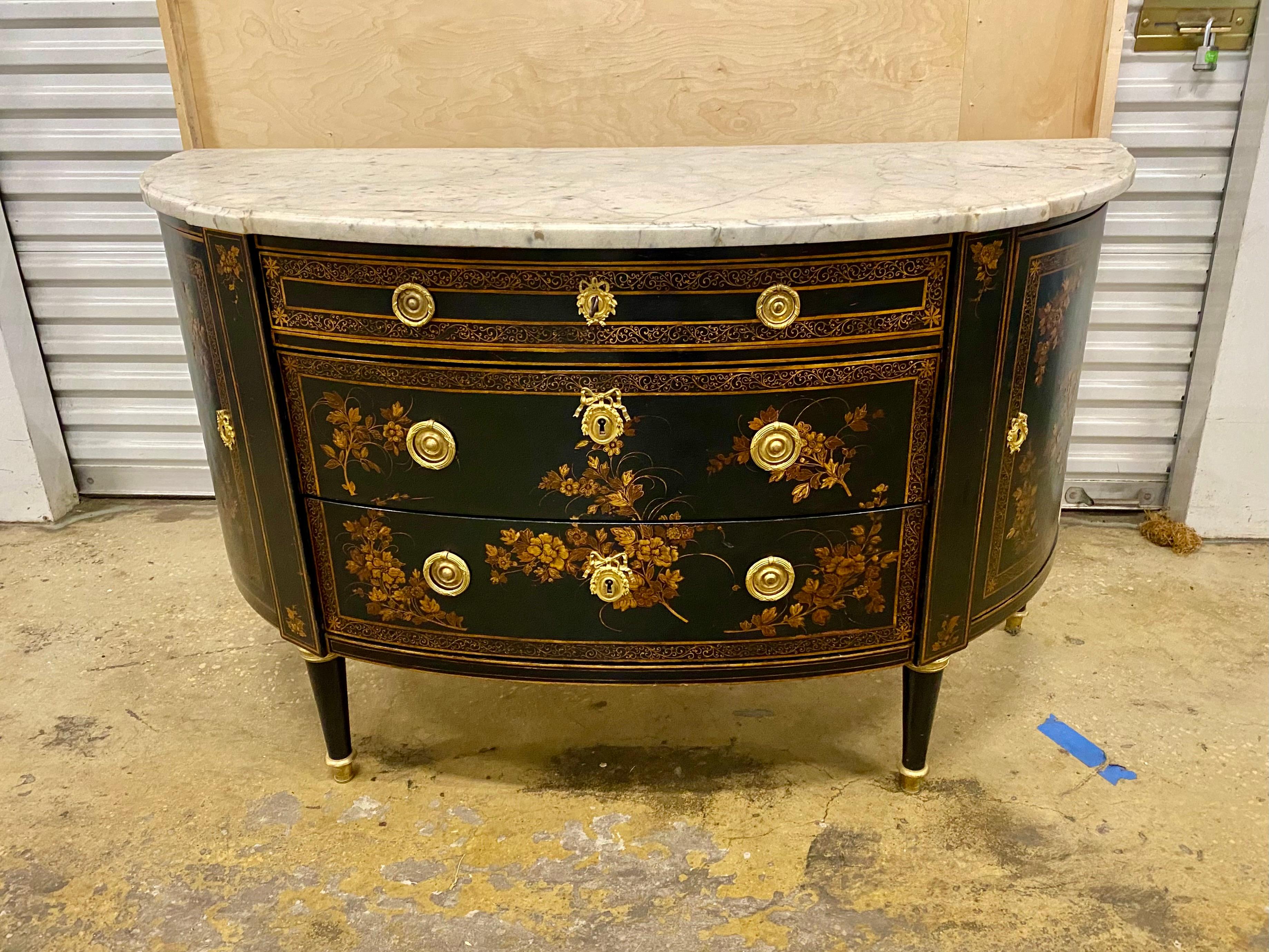 commode demi lune louis xvi