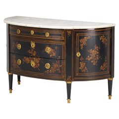 Elegant Louis XVI Style Japanned Lacquered  Demi Lune Commode by Maison Krieger
