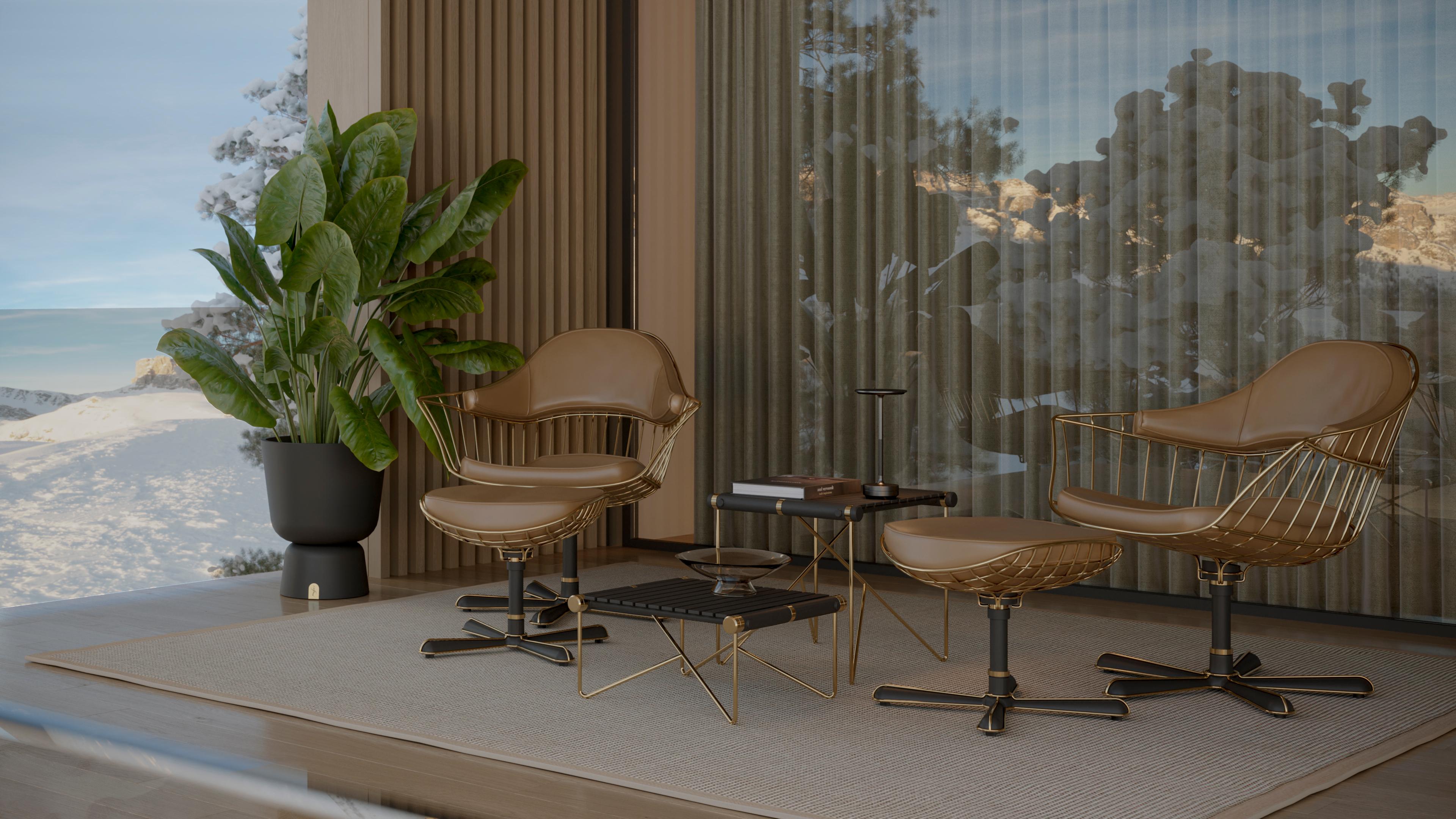 Acciaio inossidabile Eleganza della sedia a sdraio per esterni con acciaio inossidabile e piante d'oro in vendita