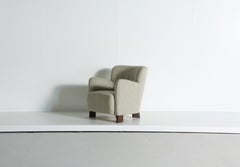 Elegant Lounge Chair, Upholstered in Striped Fabric