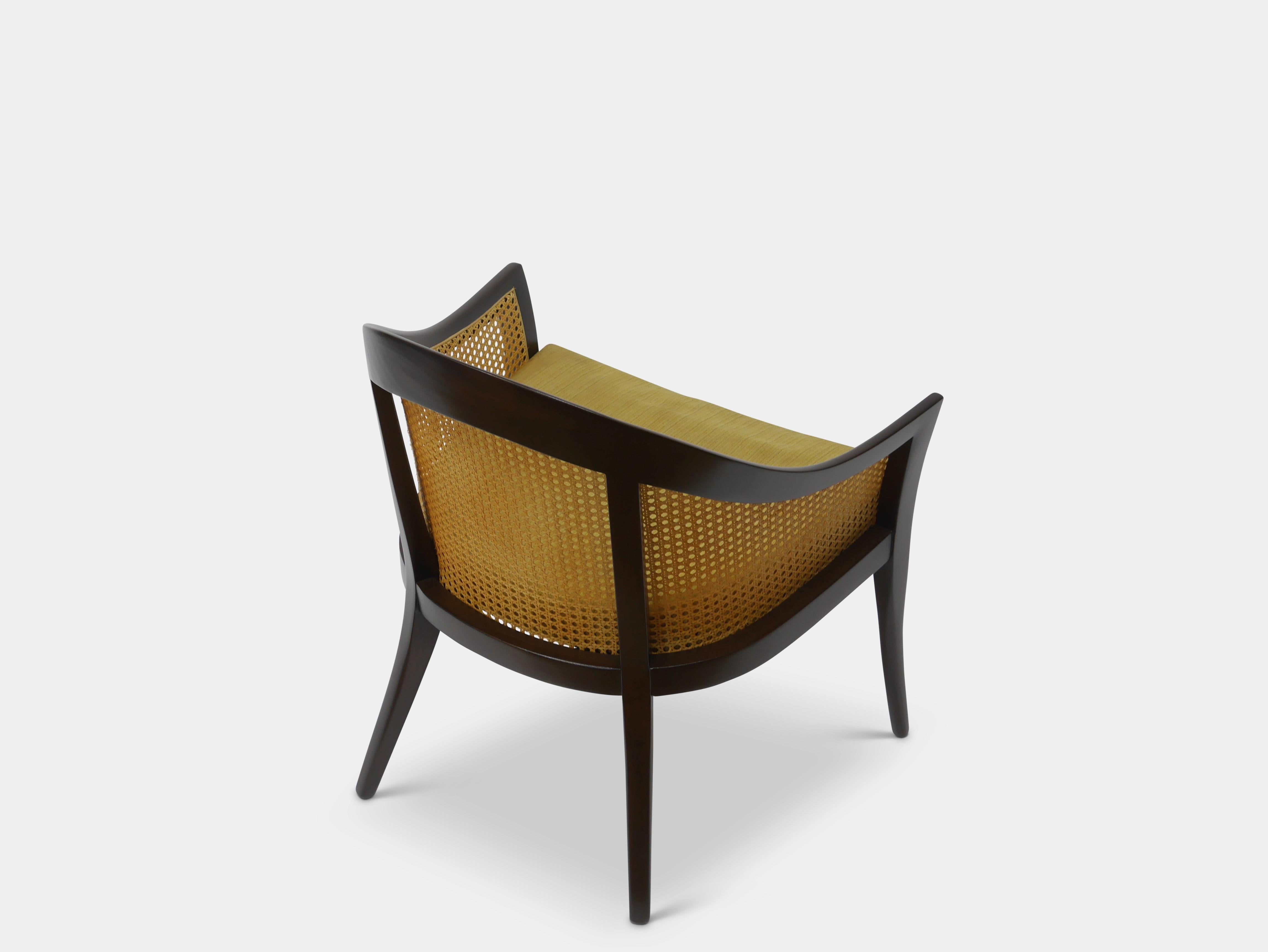 Mid-20th Century Elegant Lounge Chairs in Cane and Mahogany by Harvey Probber