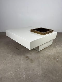 Elegant Low Table with Copper Drink Holder 1960s