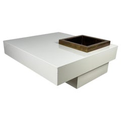 Elegant Low Table with Copper Drink Holder 1960s