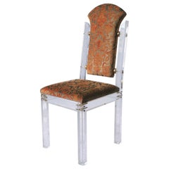 Elegant Lucite and Brass High Back Chair Pharao by Casarte, 1990s