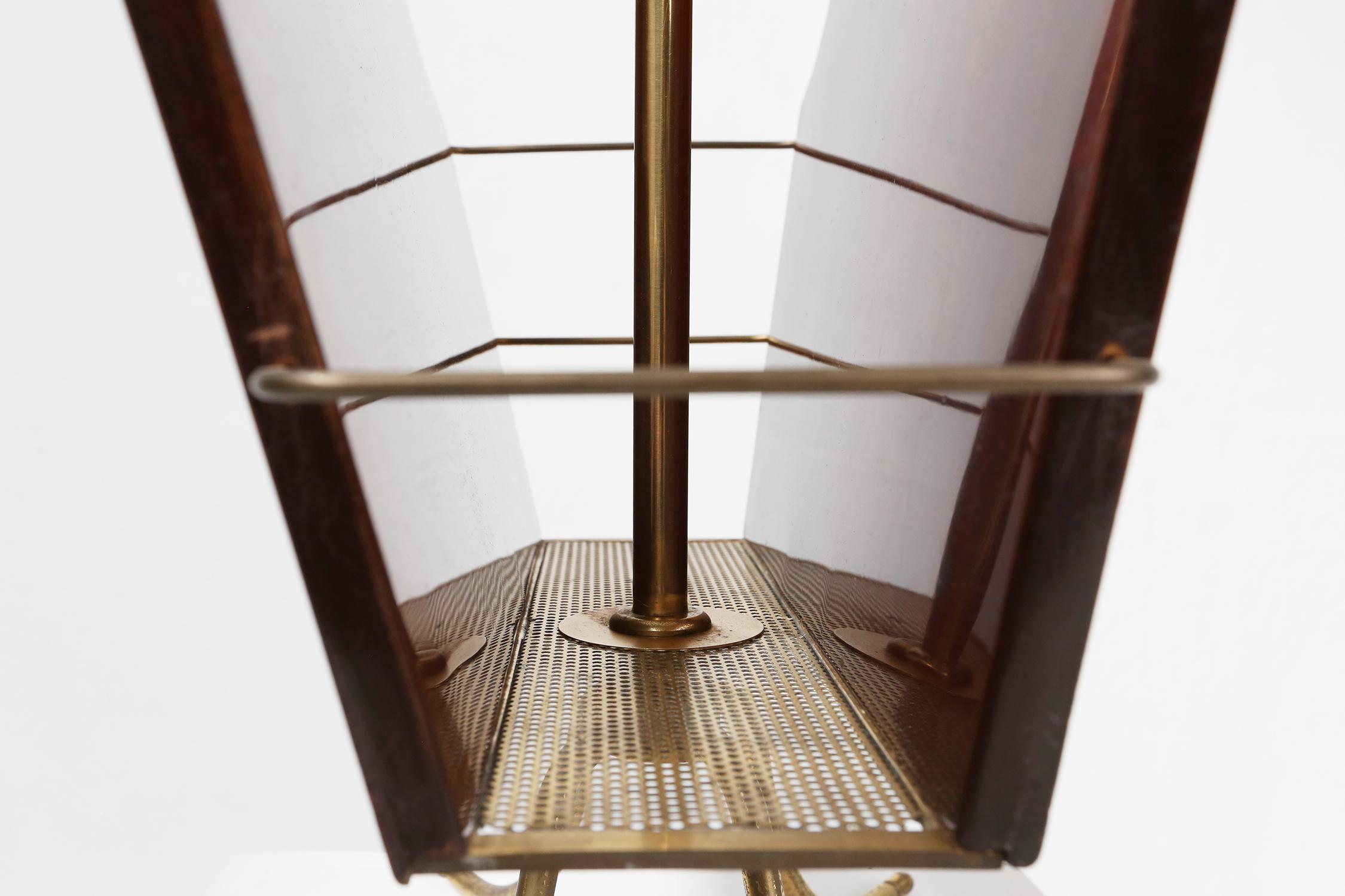 Mid-20th Century Elegant magazine rack with messing decorations and feet, France ca. 1950 For Sale
