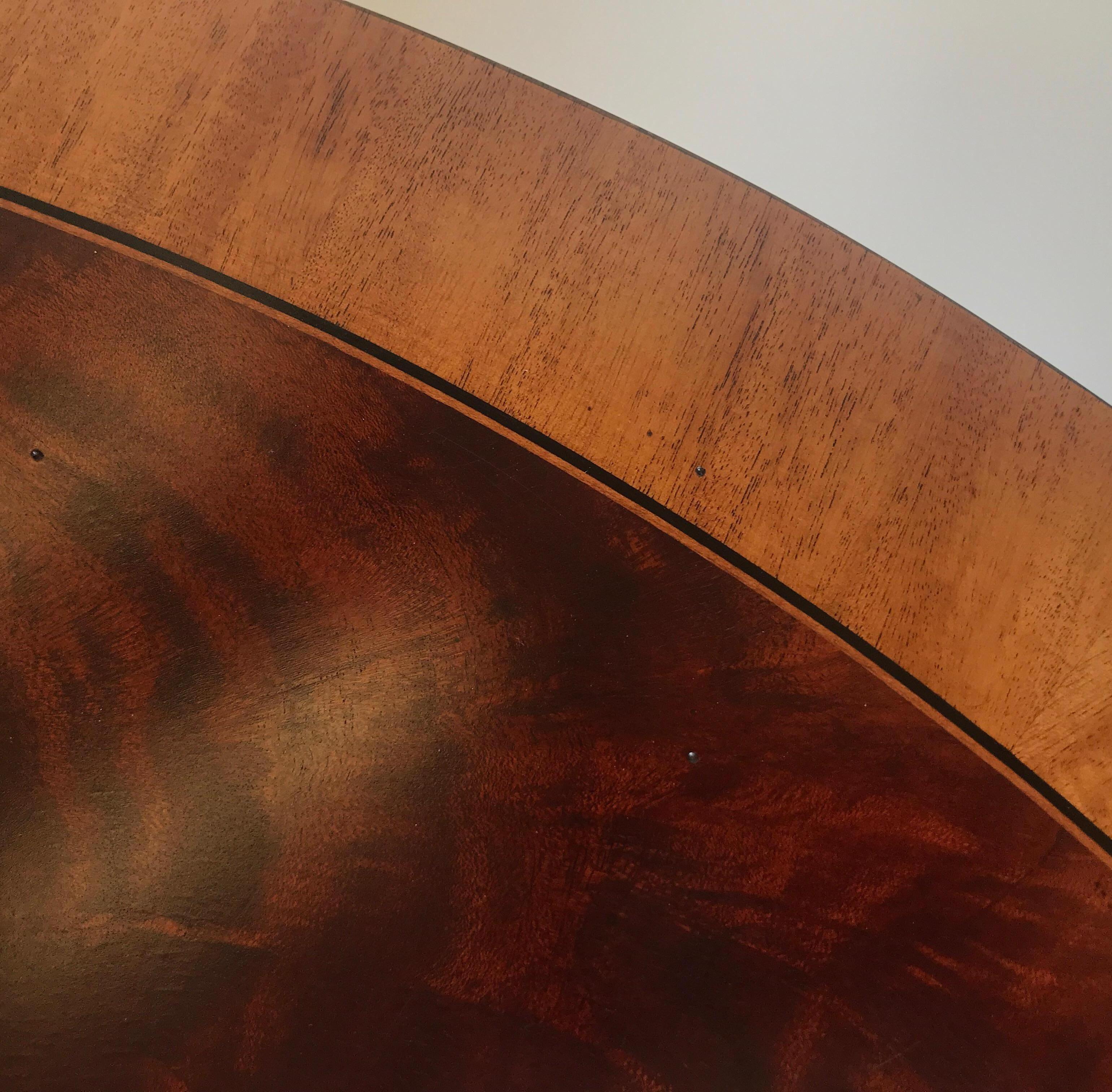 Elegant Mahogany and Satinwood Oval Cocktail Table 5