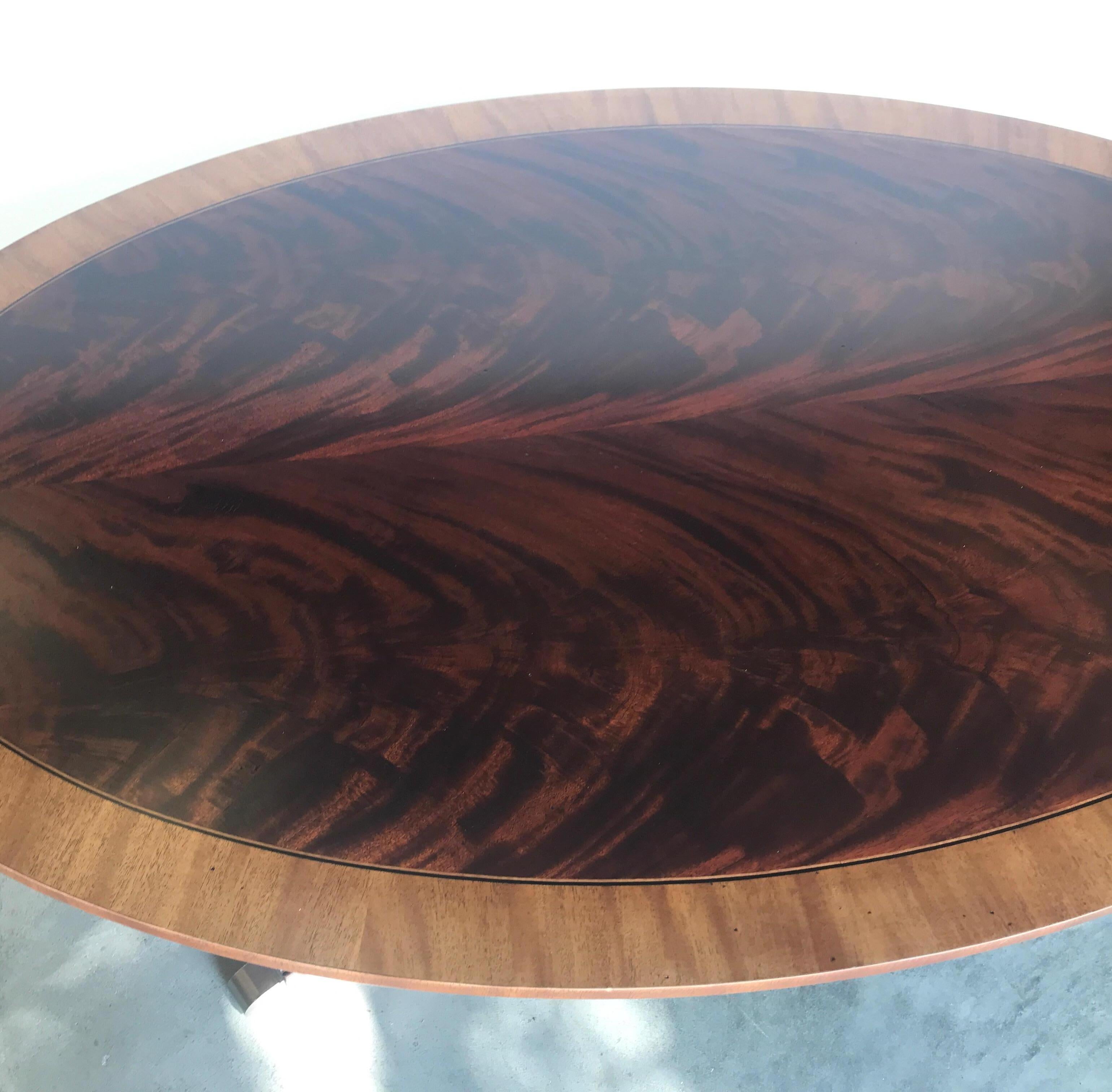 Elegant Mahogany and Satinwood Oval Cocktail Table 1