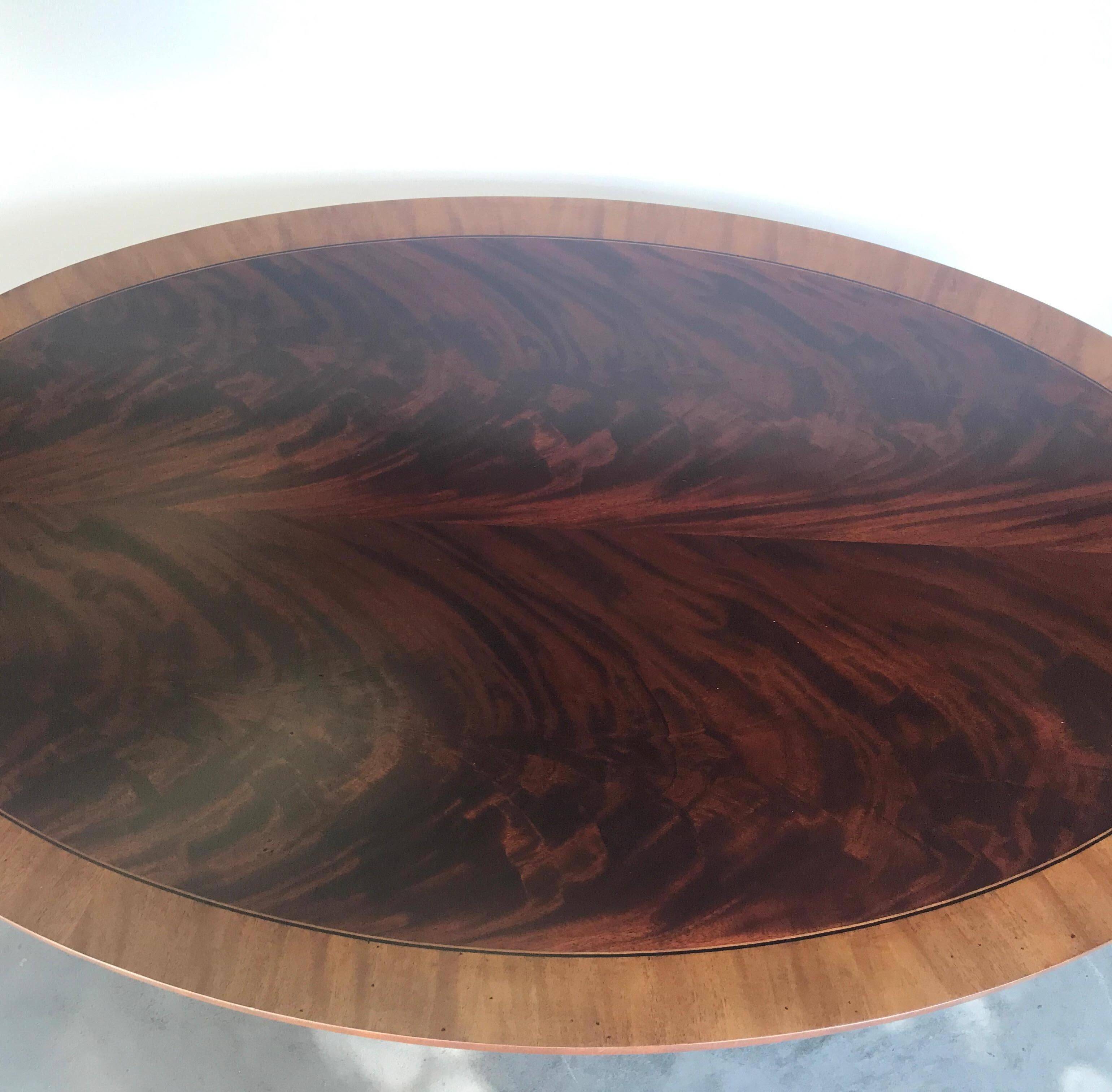 Elegant Mahogany and Satinwood Oval Cocktail Table 3