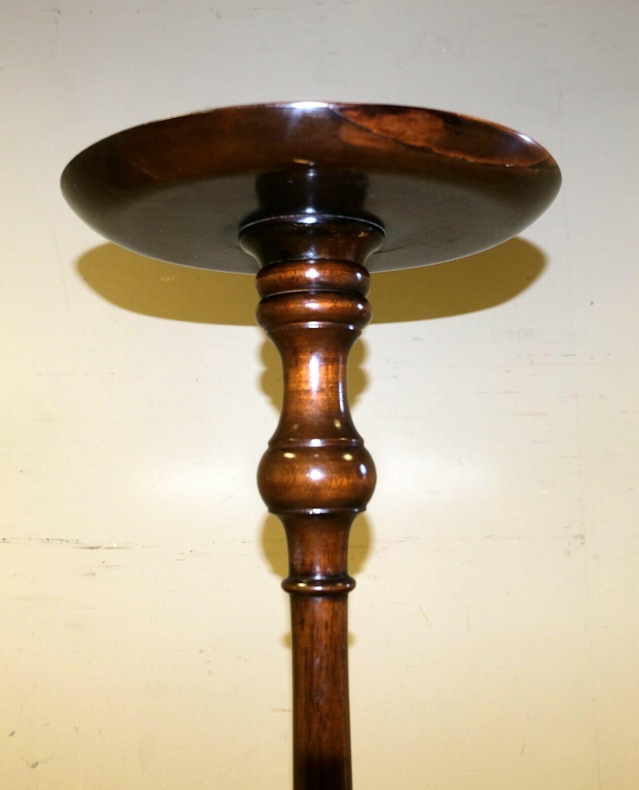 Hand-Crafted Elegant Hardwood Antique Tripod Torchere Jardiniere Plant Stand Table For Sale