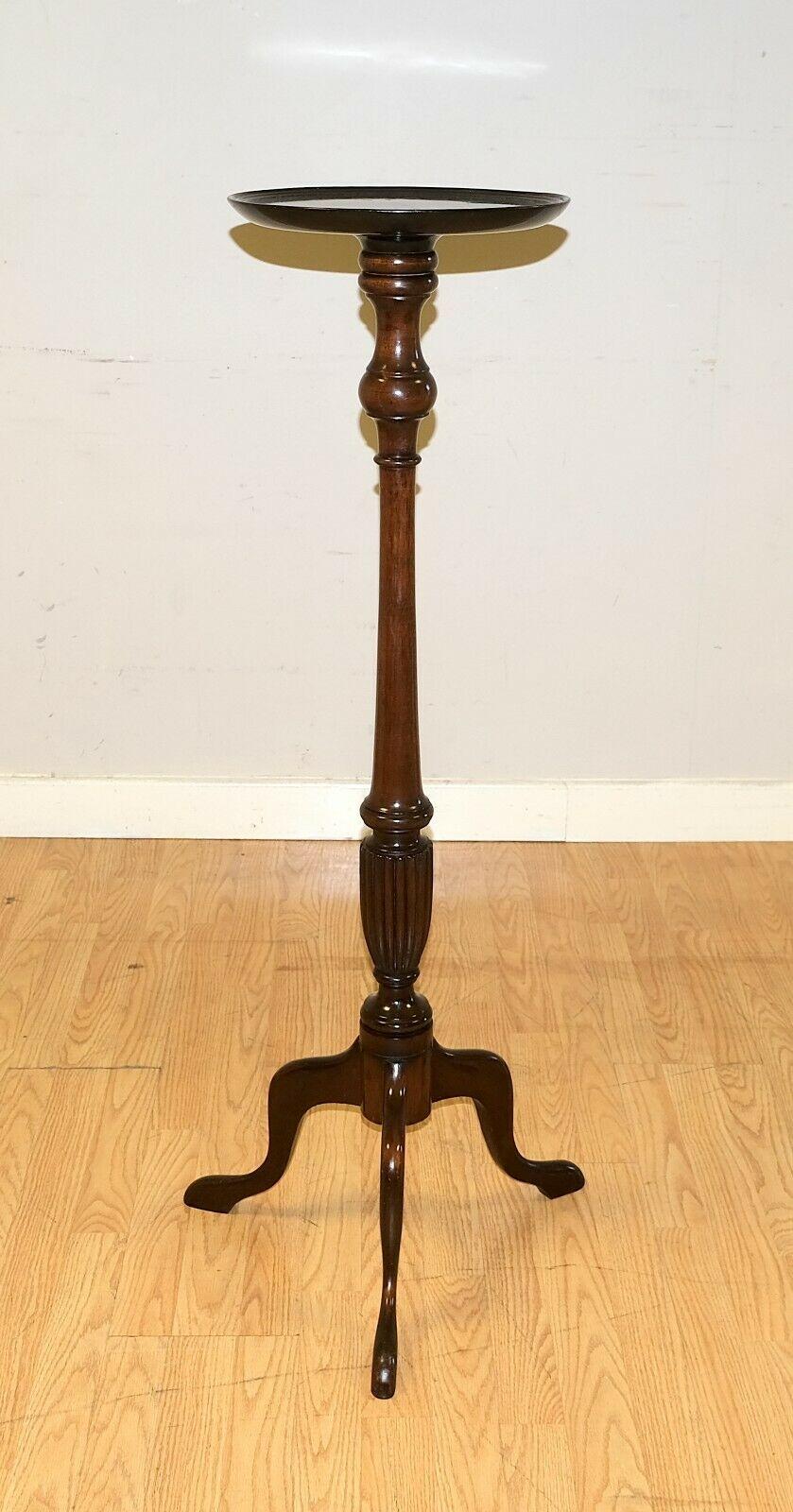 20th Century Elegant Hardwood Antique Tripod Torchere Jardiniere Plant Stand Table For Sale