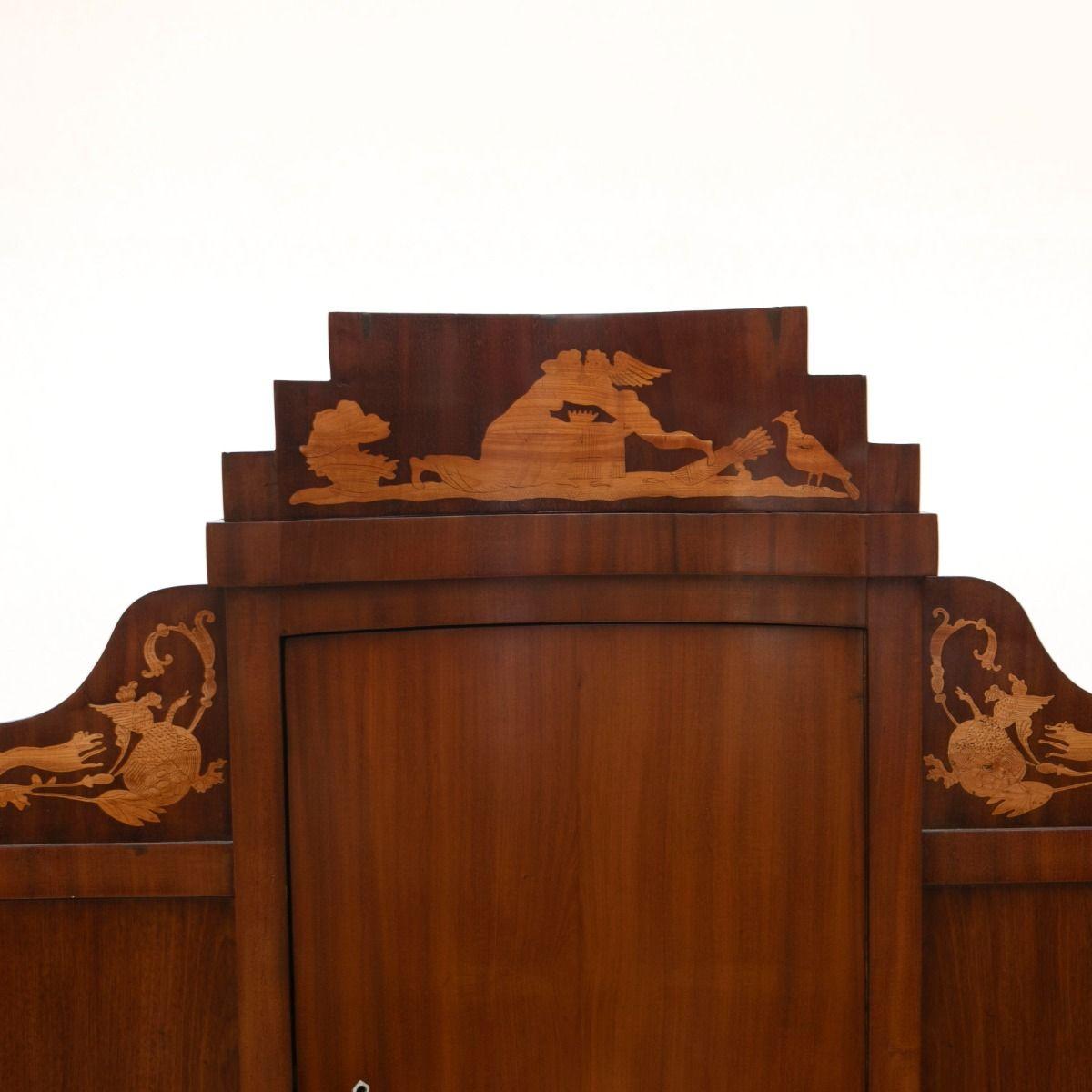 Elegant Mahogany Empire Secretary Desk with Satinwood Intarsia For Sale 4