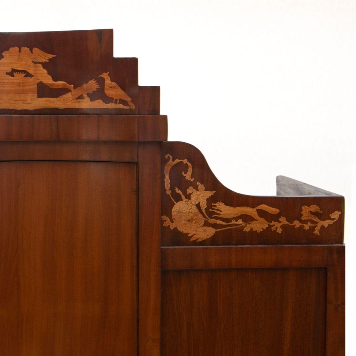 Elegant Mahogany Empire Secretary Desk with Satinwood Intarsia For Sale 2