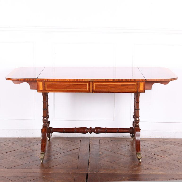 Elegant Mahogany Inlaid Sofa Table on Saber Legs from Paris, C.1860 5