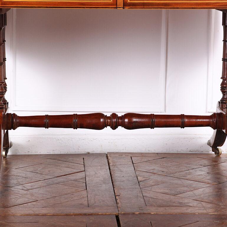 Inlay Elegant Mahogany Inlaid Sofa Table on Saber Legs from Paris, C.1860