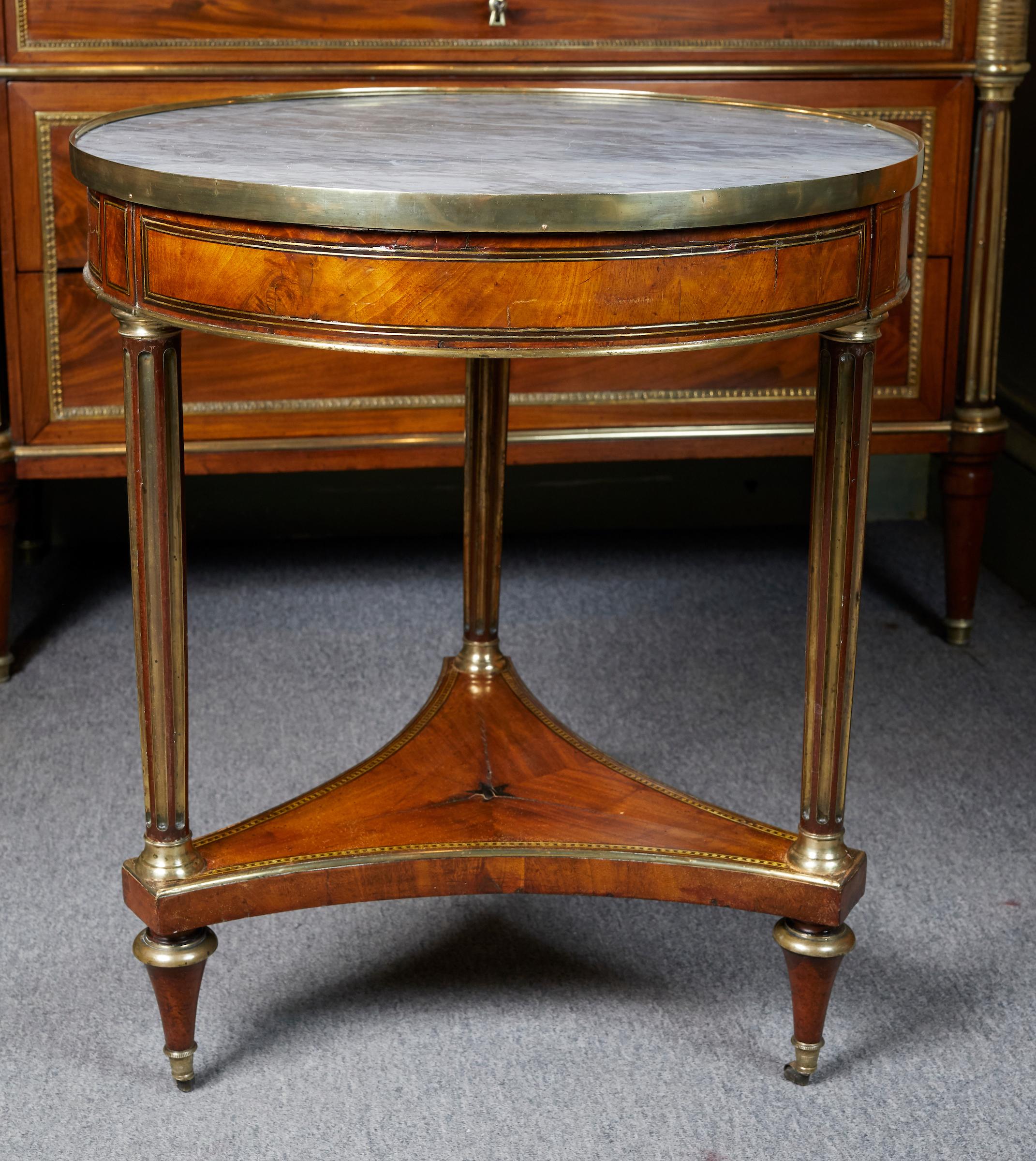 French Elegant Mahogany Louis XVI Period Gueridon with Marble Top