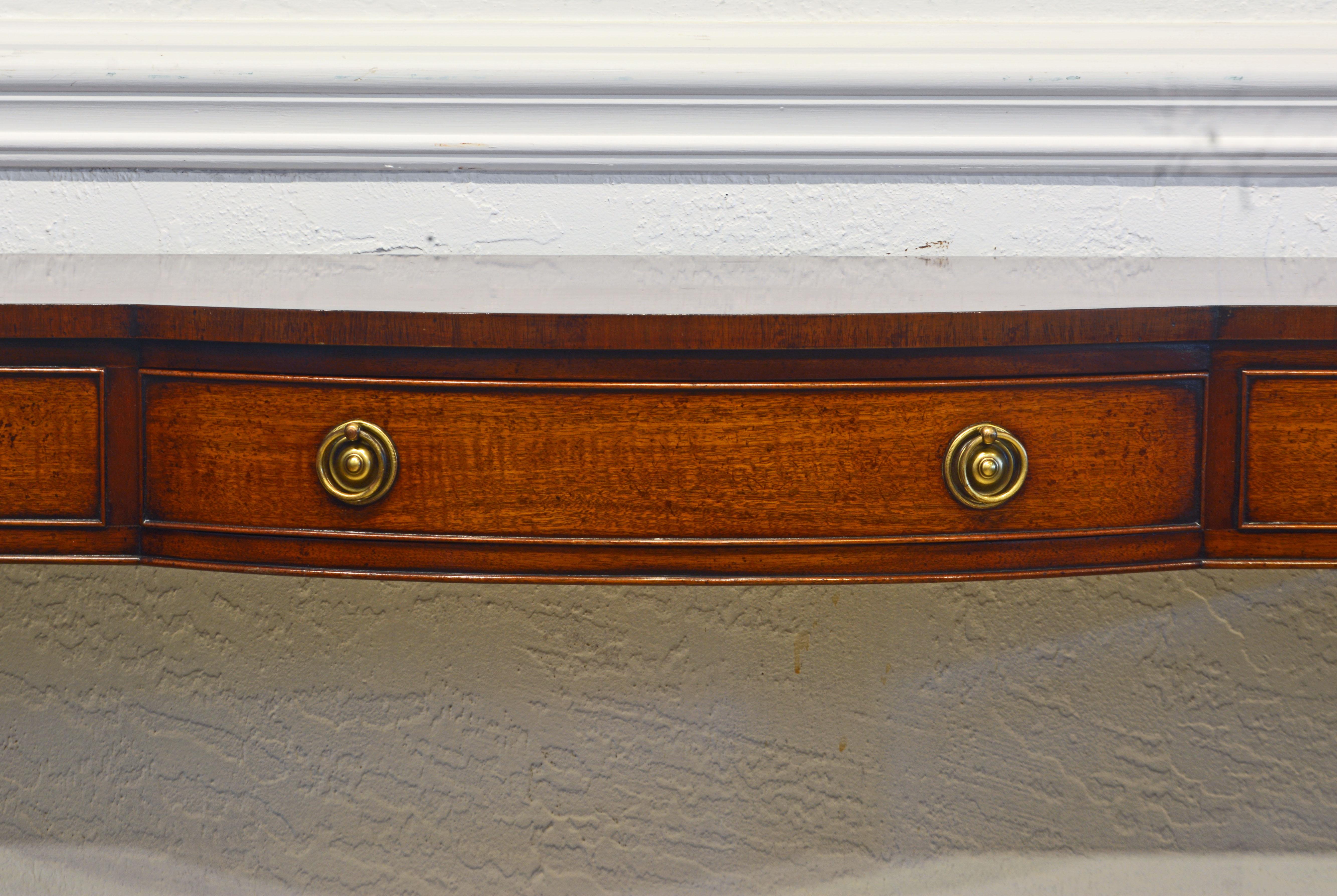 American Elegant Mahogany Sheraton Style Bench Made One Drawer Console Table