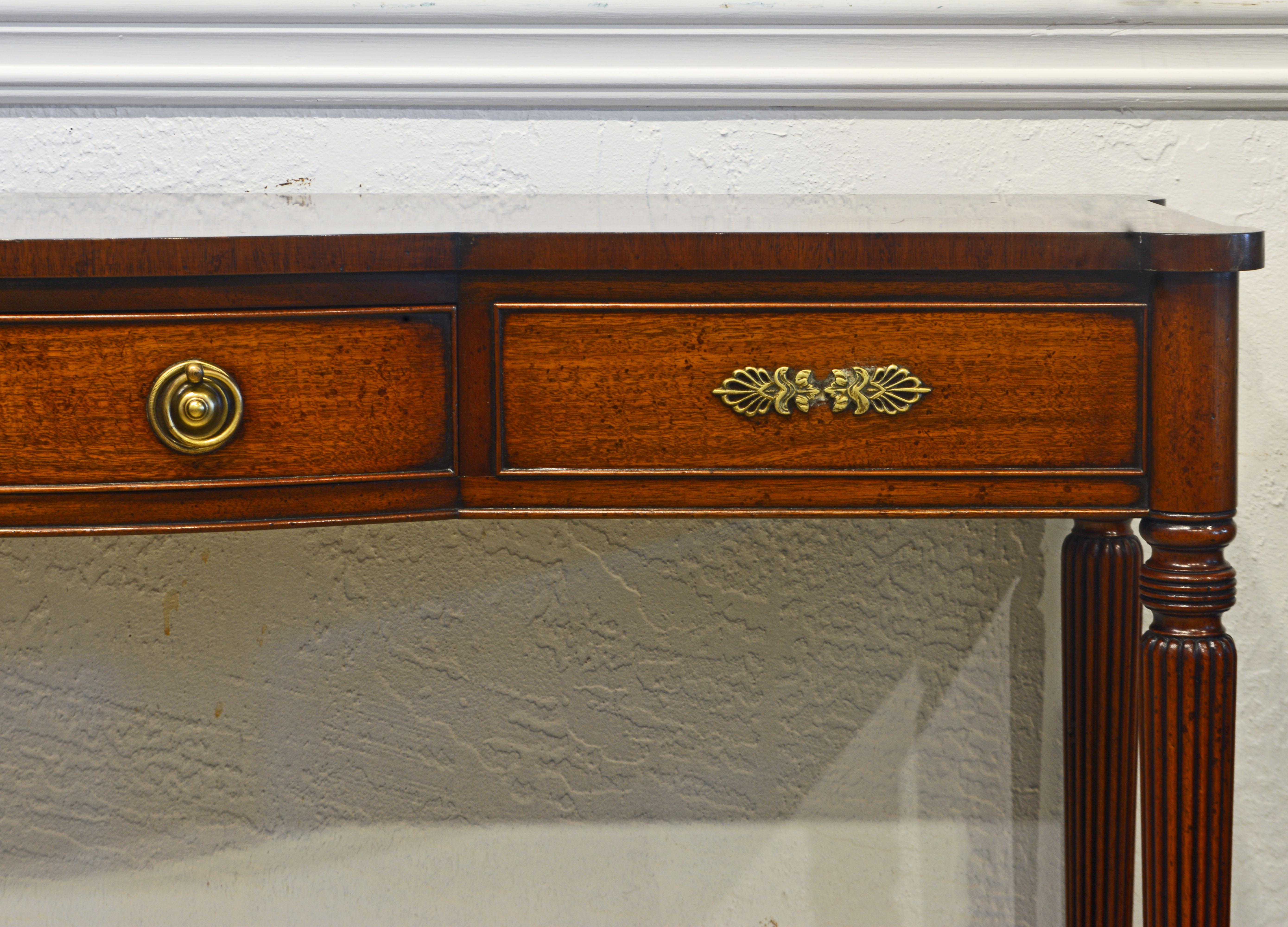 Inlay Elegant Mahogany Sheraton Style Bench Made One Drawer Console Table