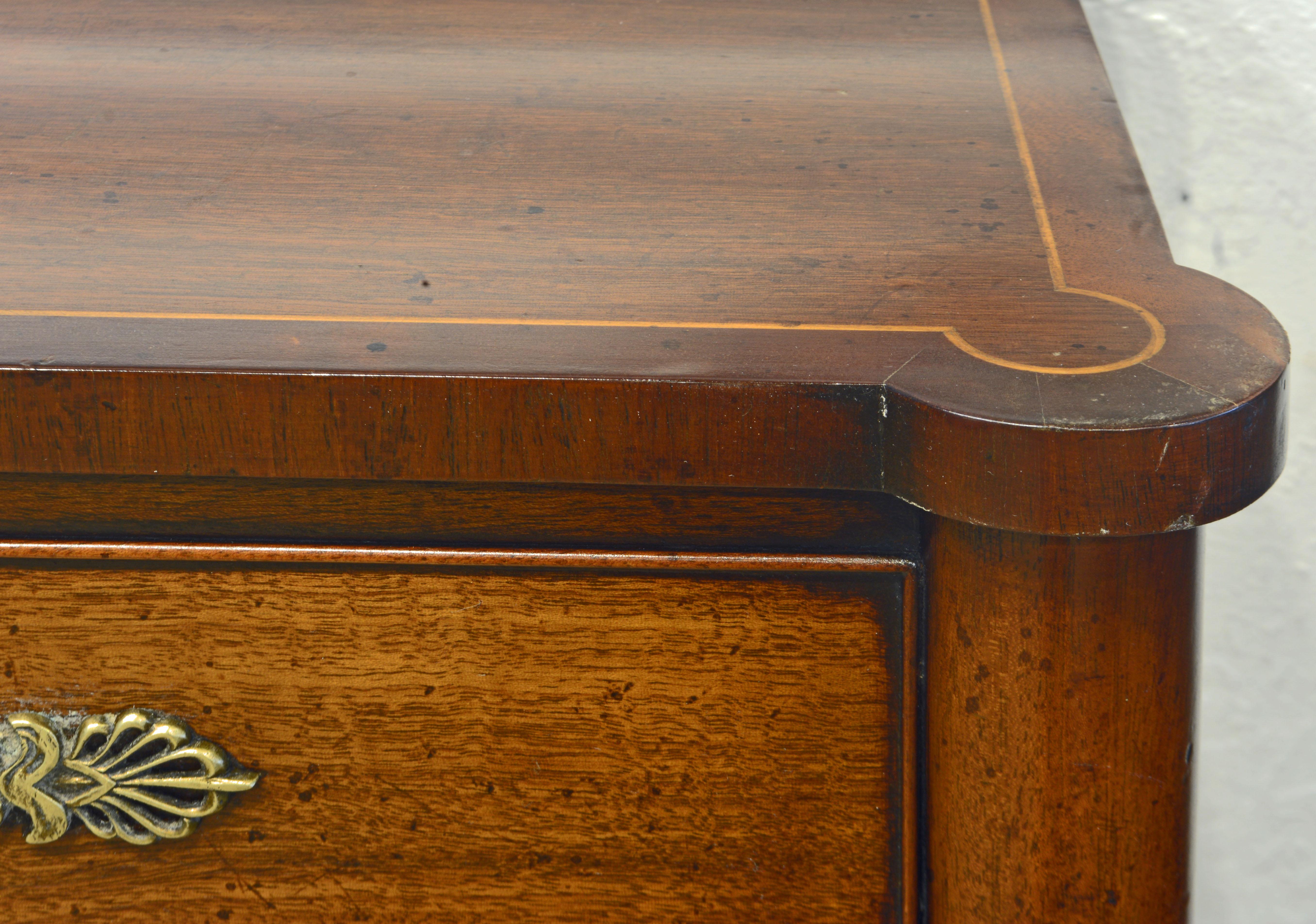 Elegant Mahogany Sheraton Style Bench Made One Drawer Console Table 1