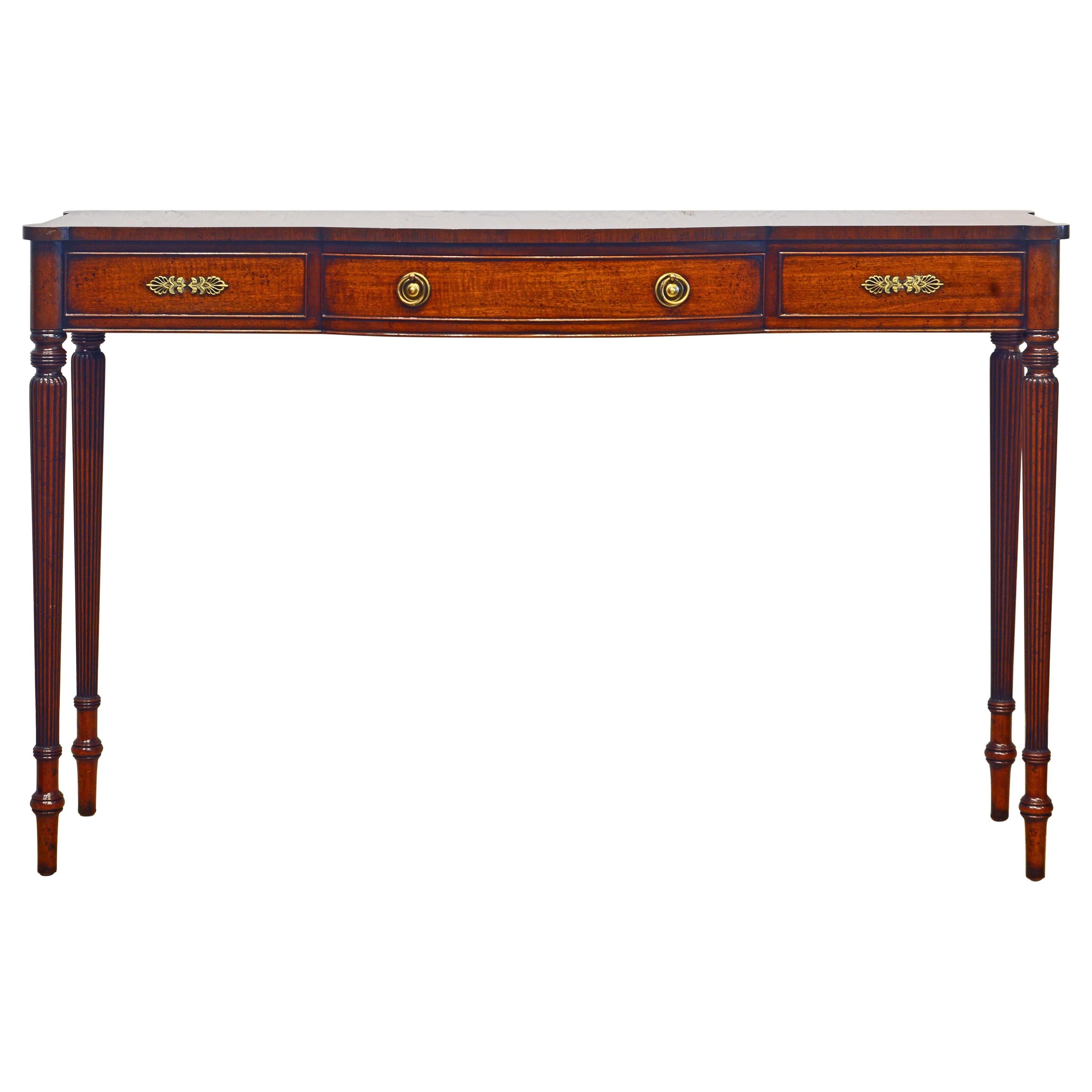 Elegant Mahogany Sheraton Style Bench Made One Drawer Console Table