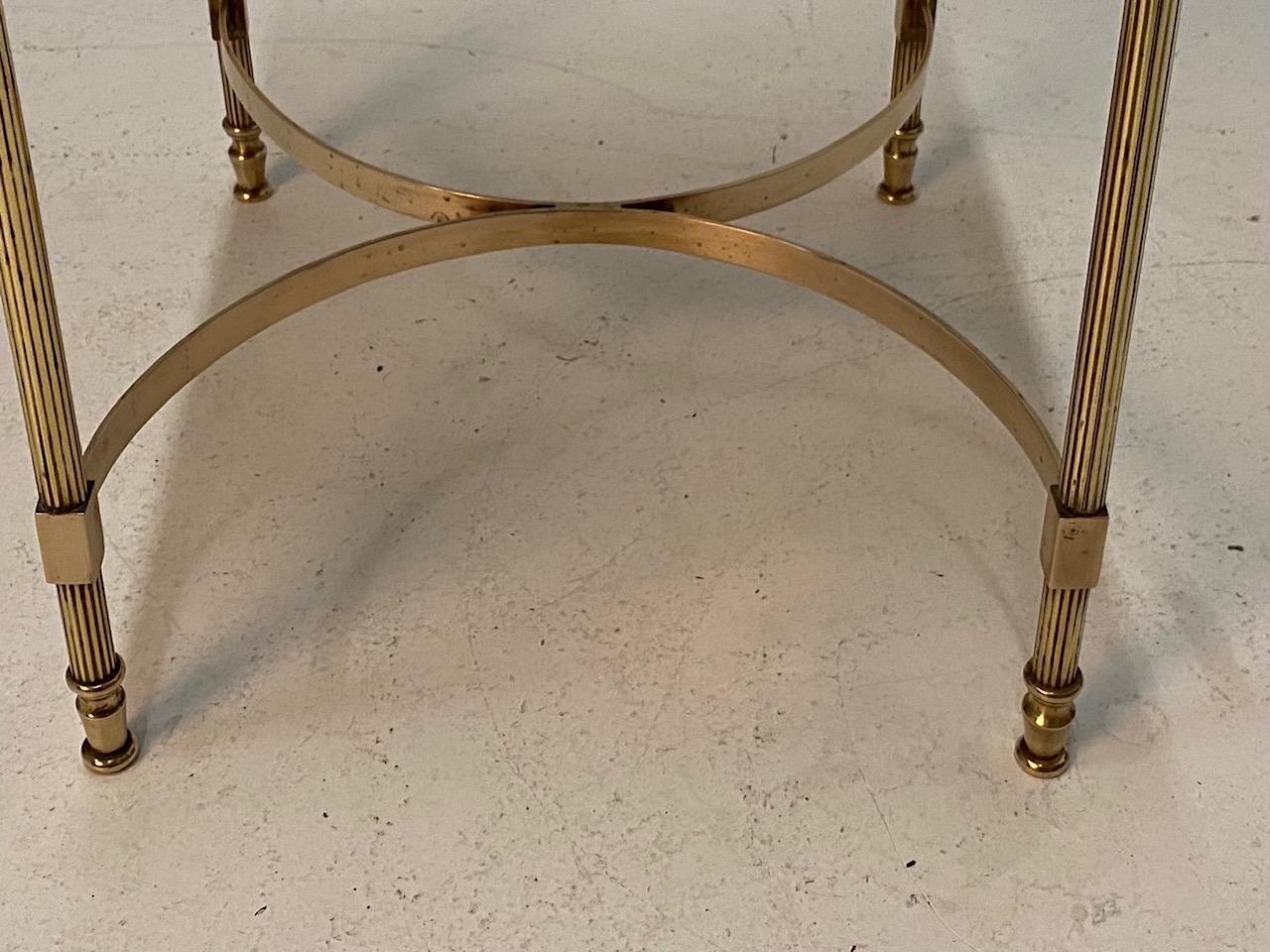 Elegant Maison Jansen Brass & Black Glass Rectangular Cocktail End Table 1