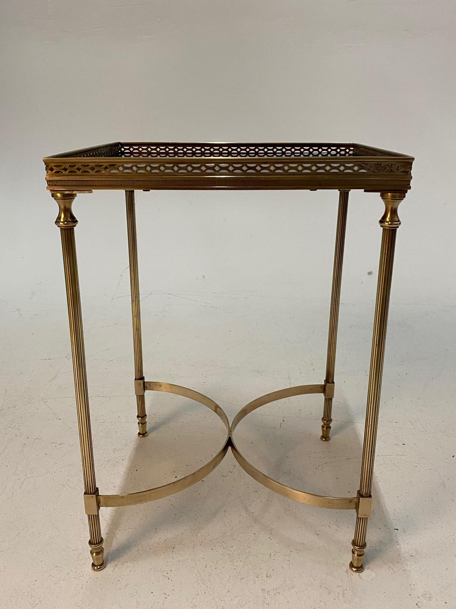 Elegant Maison Jansen Brass & Black Glass Rectangular Cocktail End Table 2