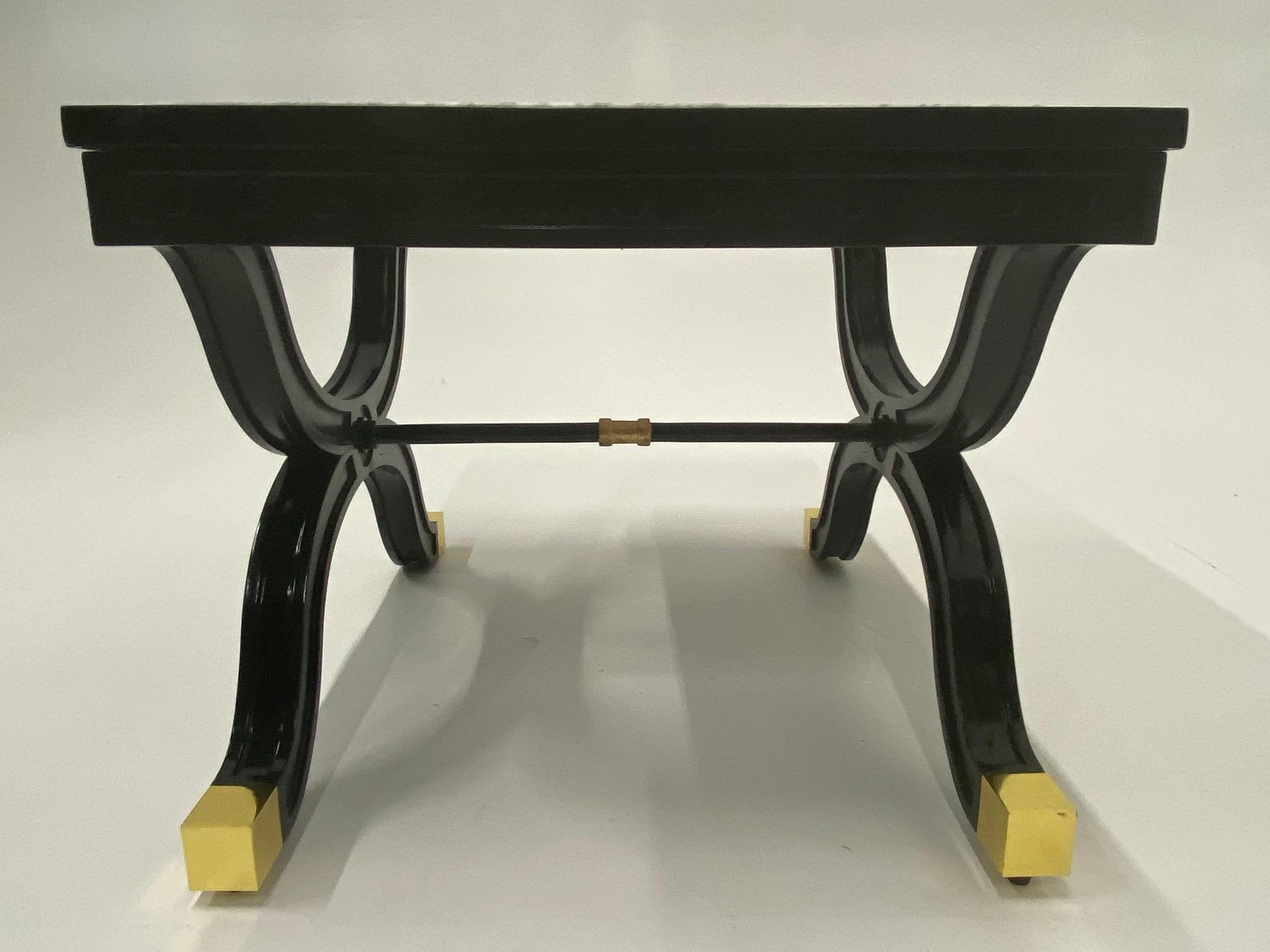 Elegant Maison Jansen Ebonized and Gilded End Table with Marble Top 5