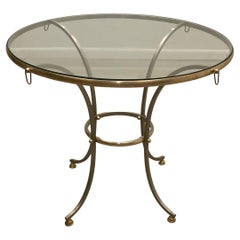 Elegant Maison Jansen Steel Brass & Glass Round Side Table
