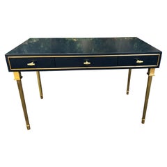 Elegant Maison Jansen Style Black Lacquered Writing Desk
