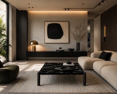 Elegant Marble Center Table Black Marquina Marble & Metal Joaquín Moll Spain Lux