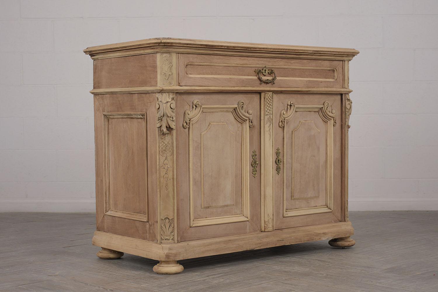 French Provincial Elegant Marble-Top French Renaissance Style Server or Cabinet