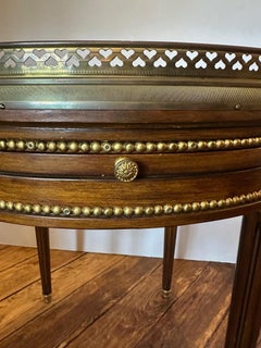 Elegant Marble Top Mahogany Side Table with Brass Gallery and Mounts