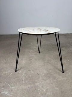 Elegant Marble Top Side Table with Iron Base - 1950