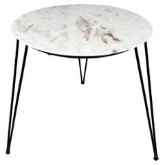 Elegant Marble Top Side Table with Iron Base - 1950