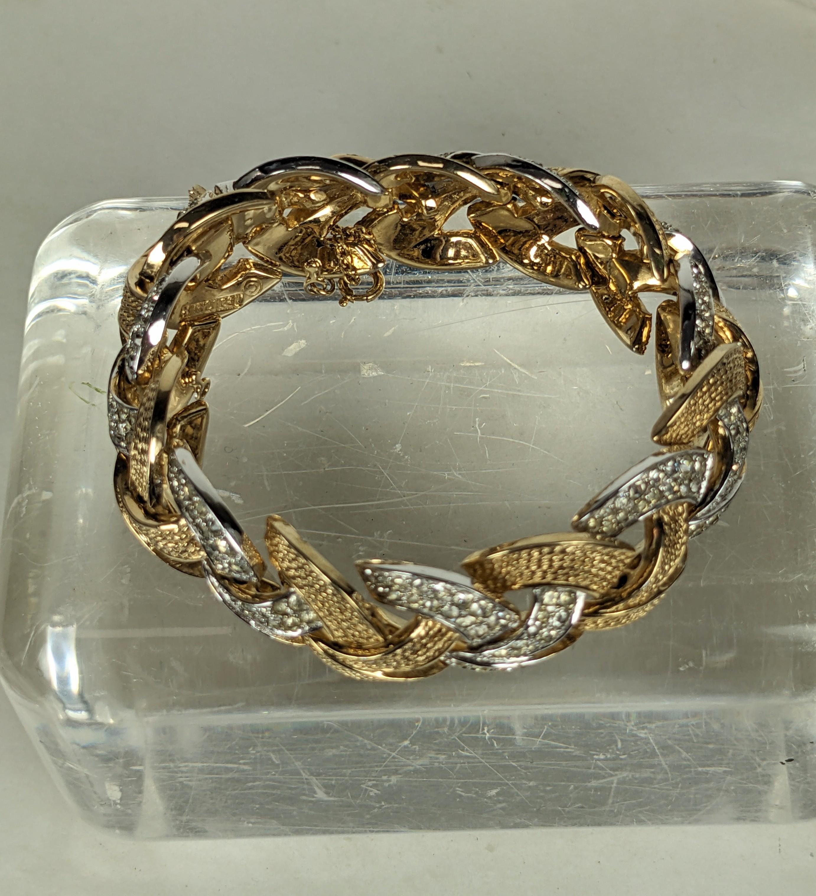 Women's Elegant Marcel Boucher Gilt and Pave Link Bracelet For Sale