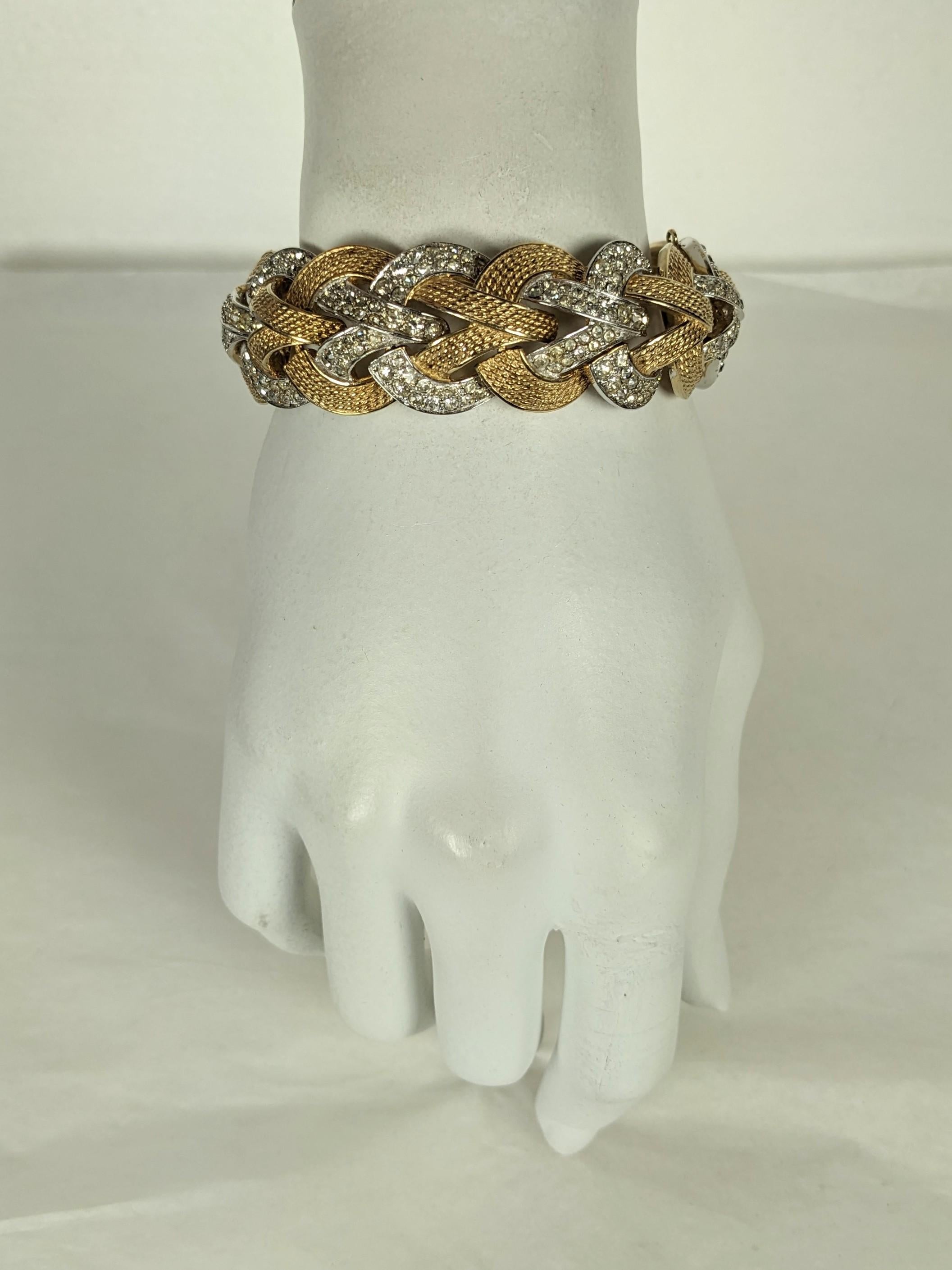 Elegant Marcel Boucher Gilt and Pave Link Bracelet For Sale 2