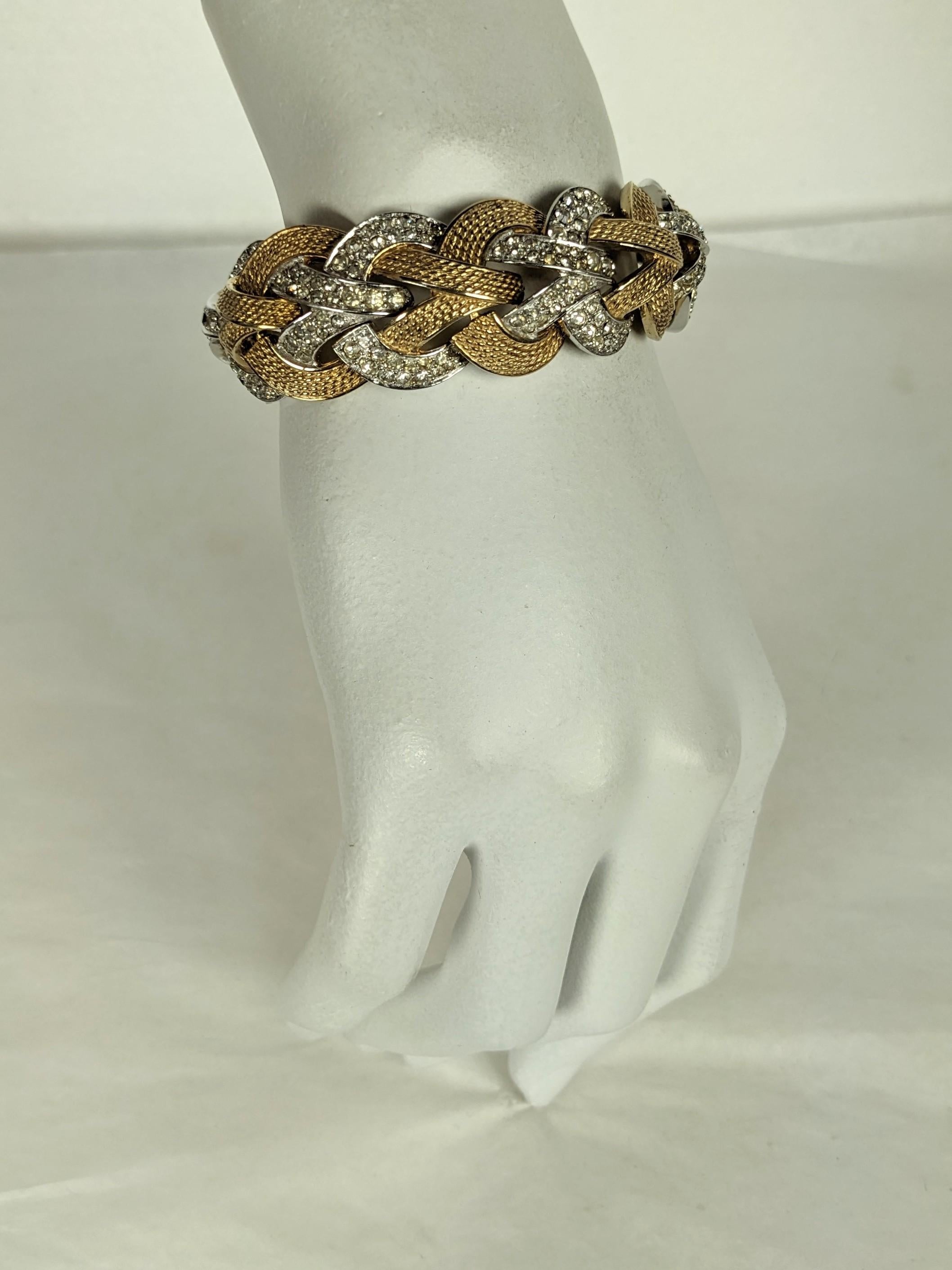 Elegant Marcel Boucher Gilt and Pave Link Bracelet For Sale 3