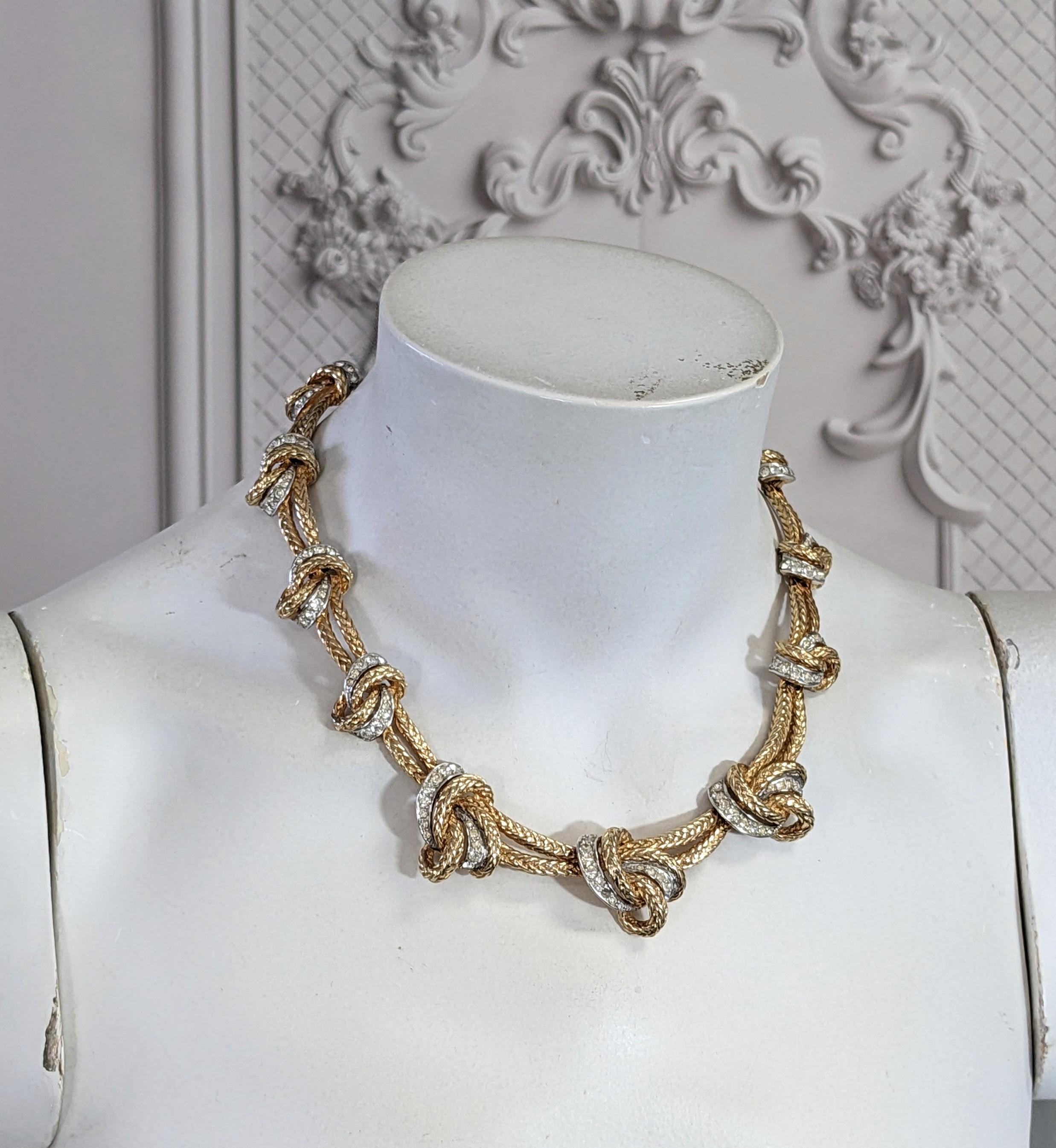 Elegant Marcel Boucher Gold and Pave Knot Necklace For Sale 1