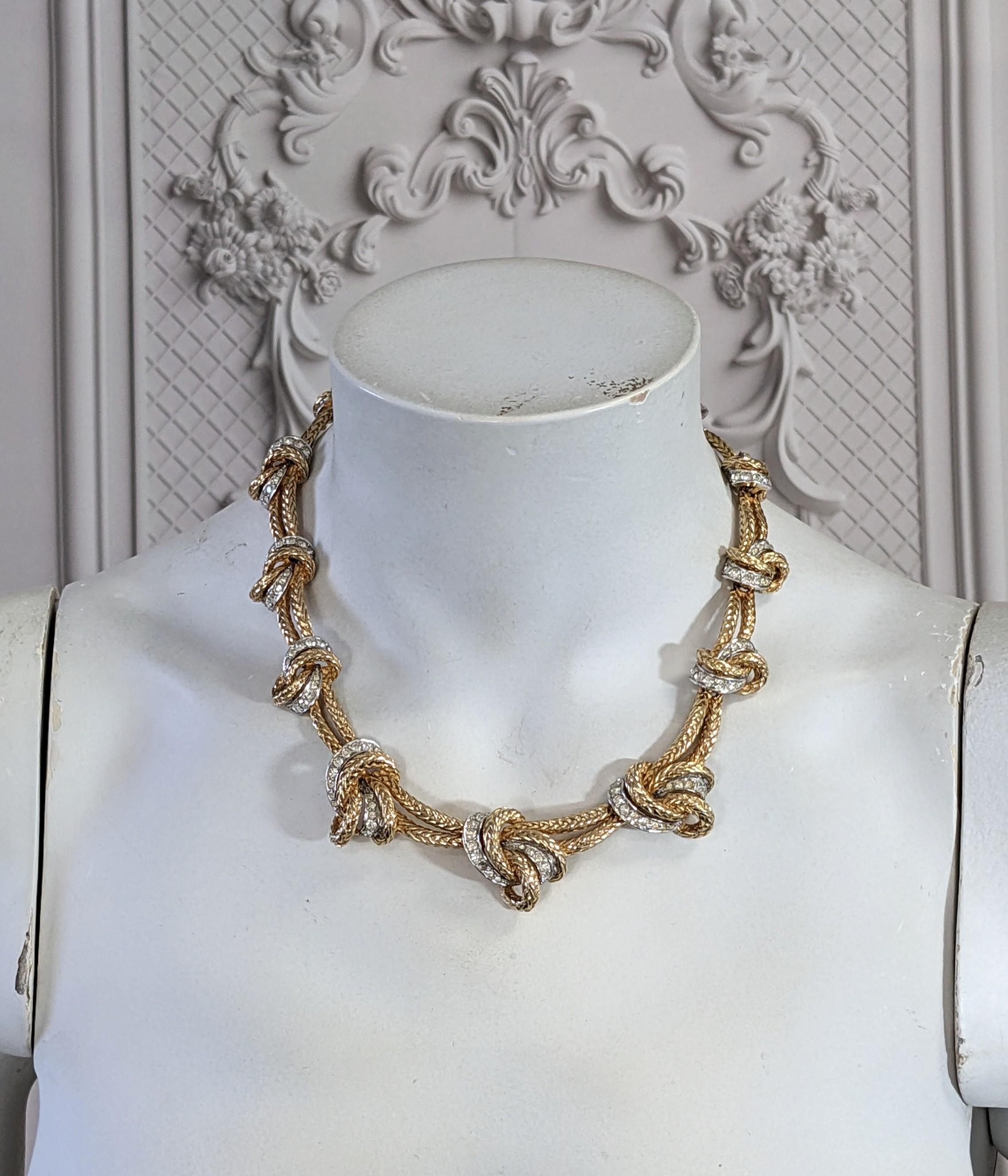 Elegant Marcel Boucher Gold and Pave Knot Necklace For Sale 2