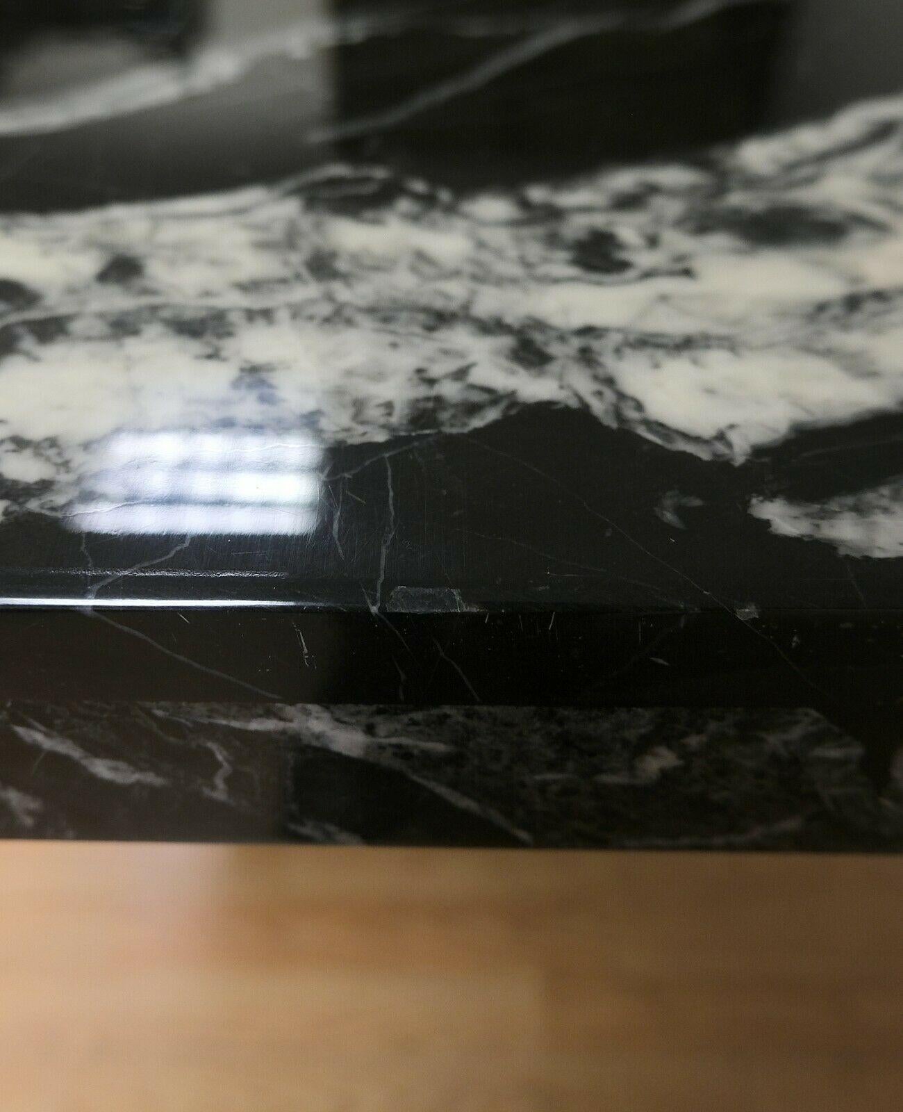 Elegant Marquina Marble Black & White Elegant Console Table circa 1980s 2
