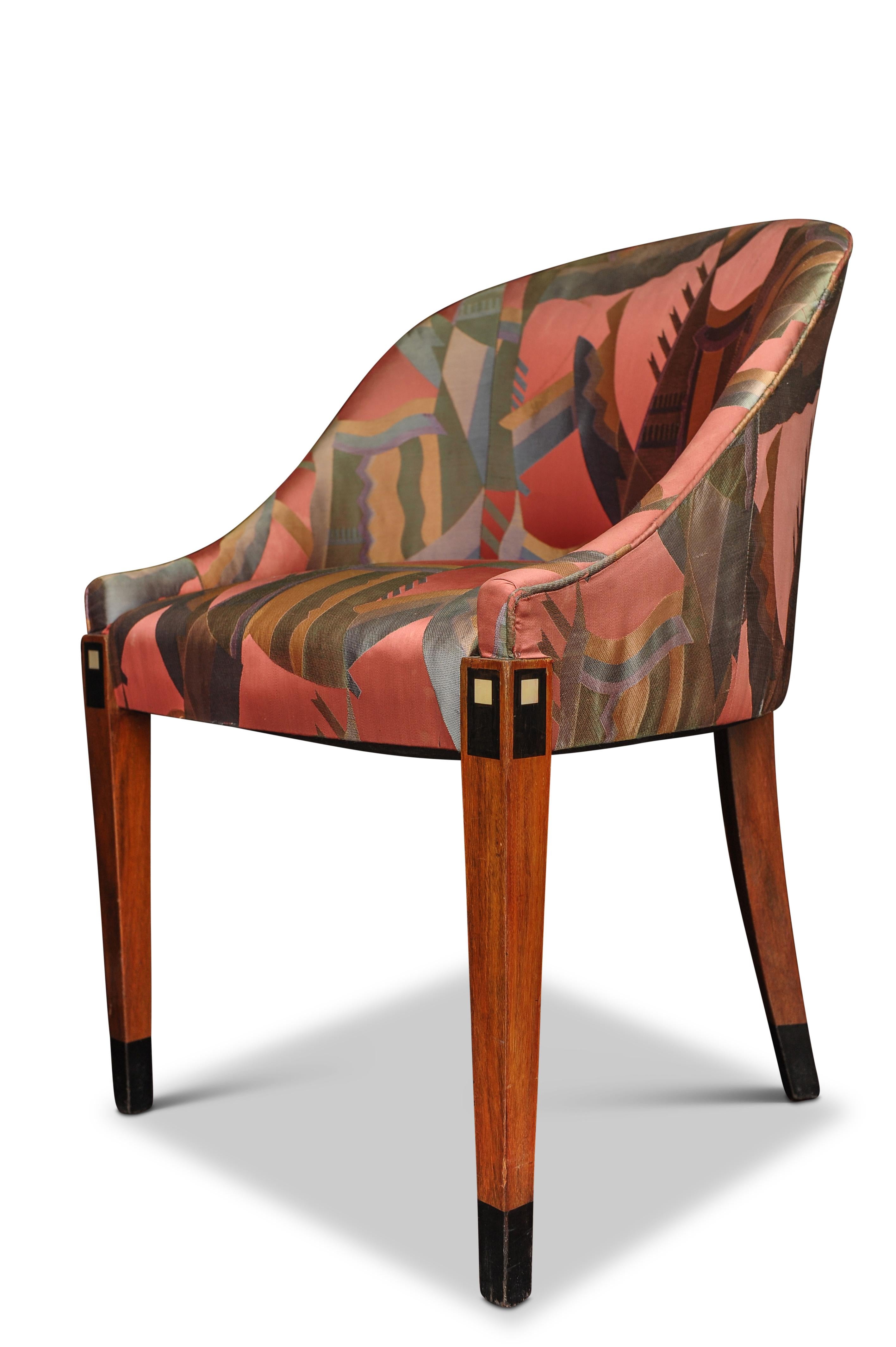Sue et Mare Style French Art Deco 1930's Tub Chairs With Original Upholstery In Good Condition For Sale In Reading, Berkshire