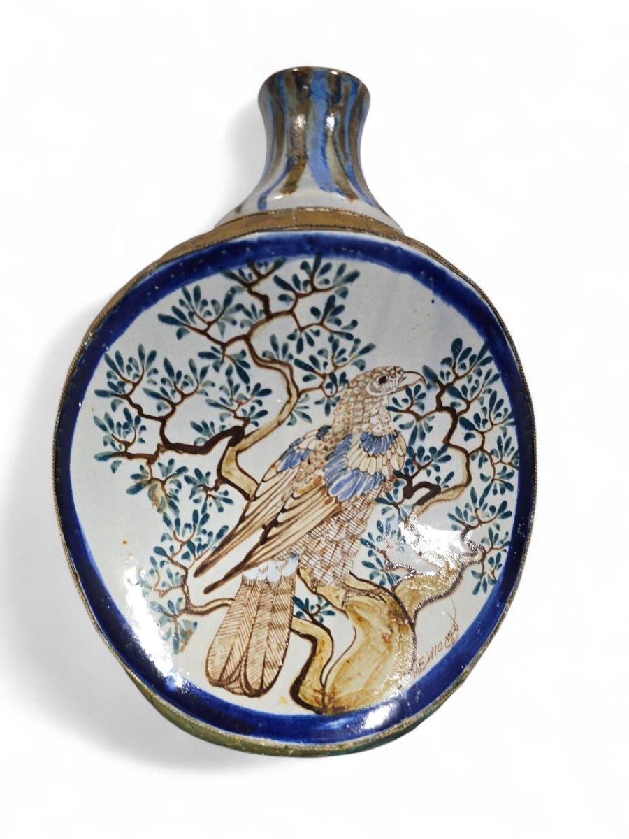 Moderne Elegant vase mexicain en porcelaine peinte - Signé - 20e siècle en vente