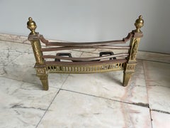 Elegant Mid-19th Century Stamped Gilt Bronze Andirons, France, Around 1850