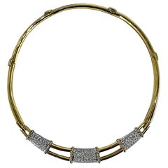 Elegant Mid-20th Century 18K Gold and Diamond Choker Necklace