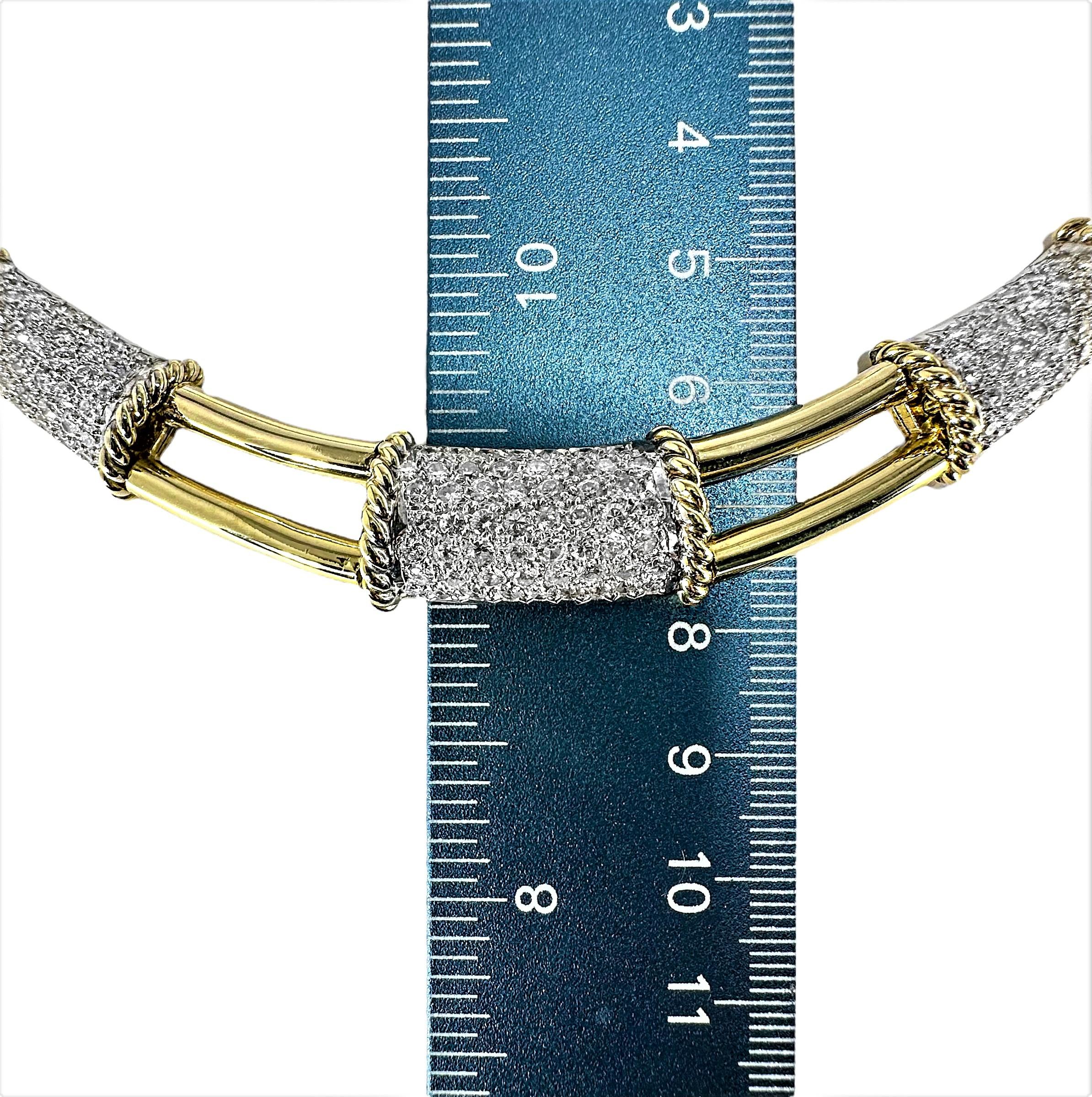 Brilliant Cut Elegant Mid-20th Century 18K Gold and Diamond Choker Necklace For Sale